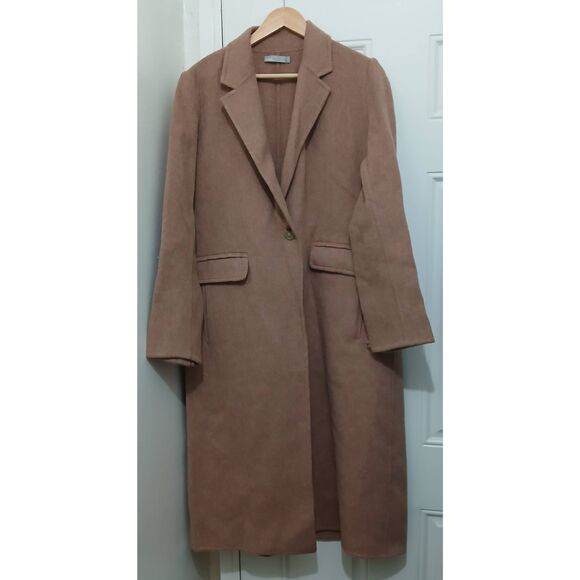 Vince womens large dusty rose alpaca wool long coat - Picture 1 of 8